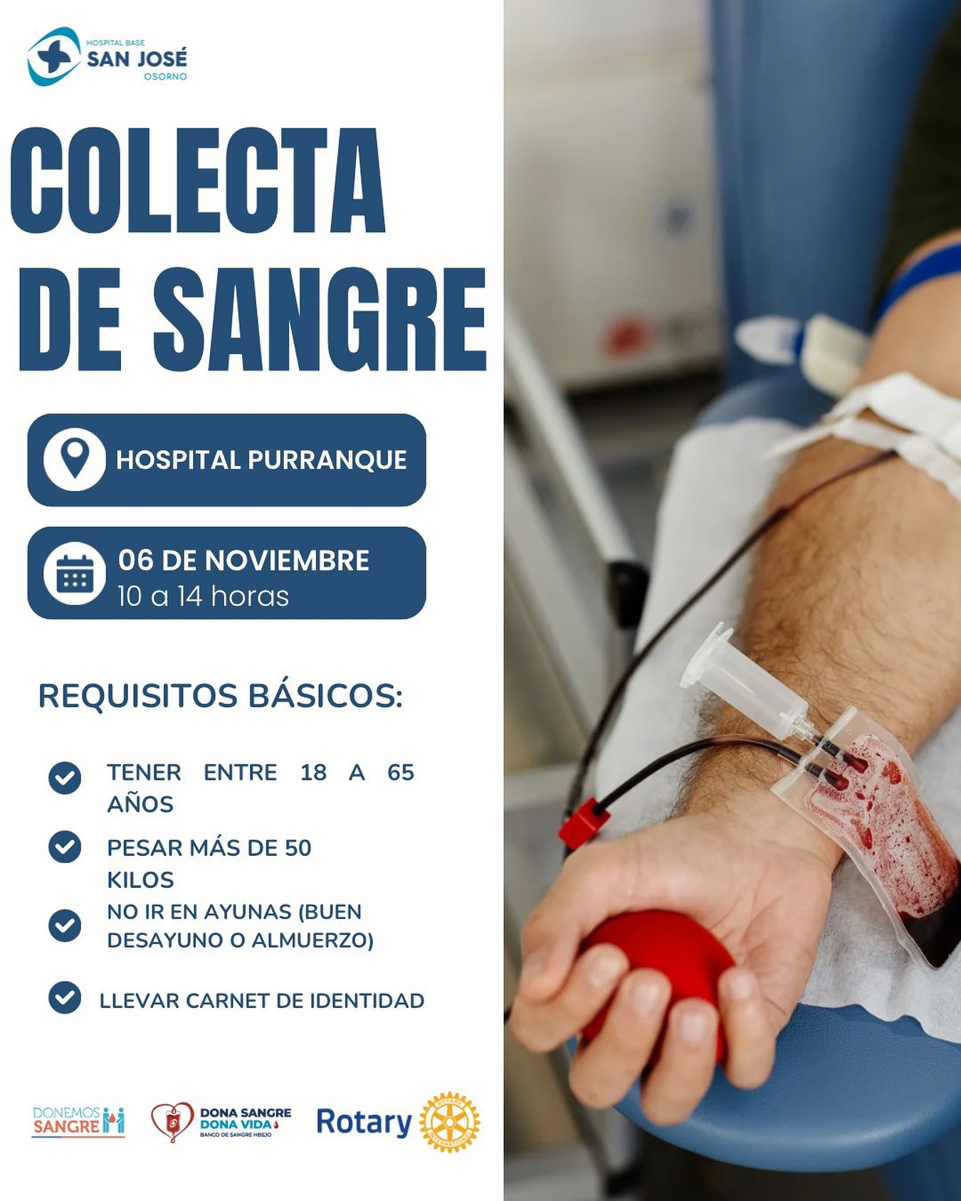 ¡Tu aporte puede salvar vidas! Invitan a participar de Colecta de Sangre en Hospital de Purranque 1 FOTO COLECTA DE SANGRE
