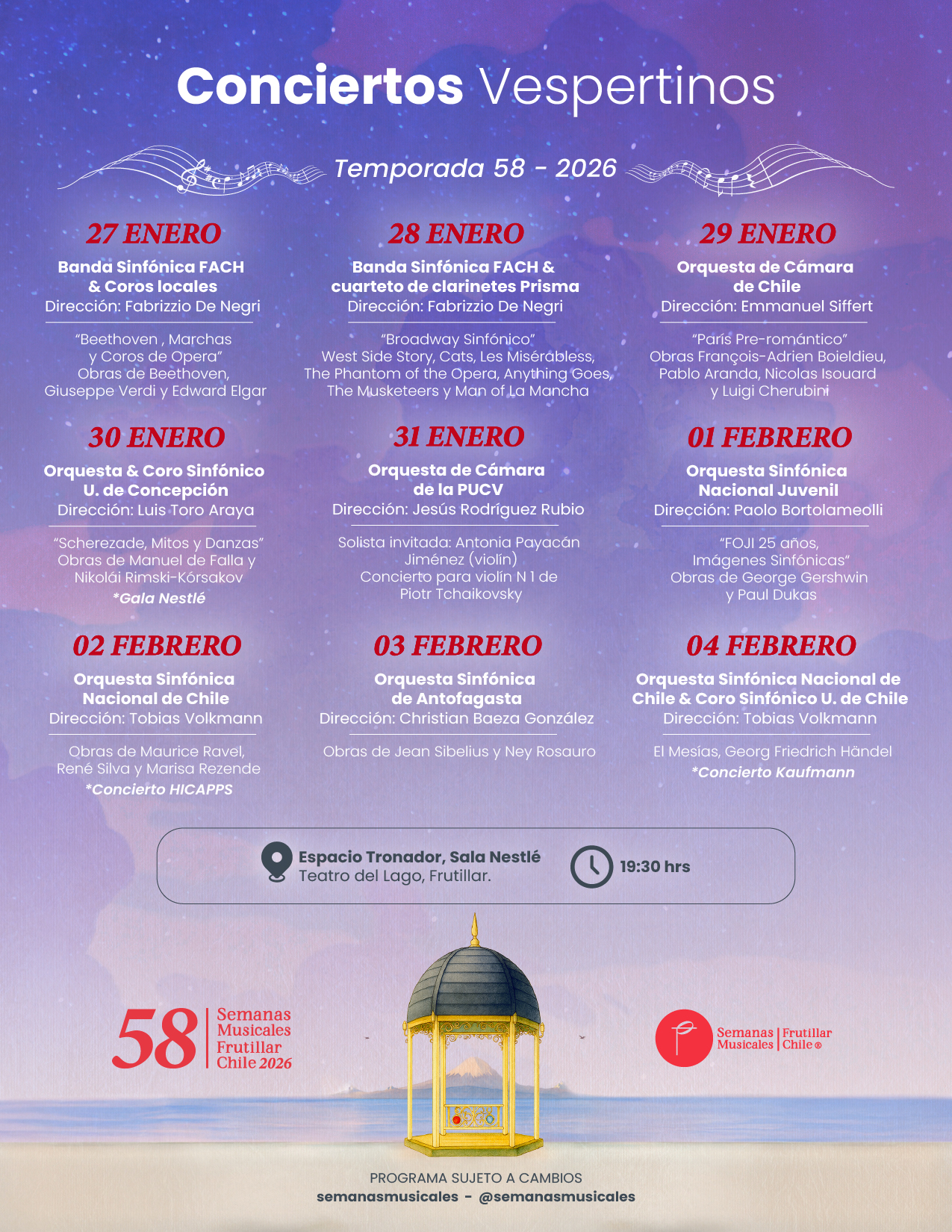 Semanas Musicales de Frutillar presenta su 58ª Temporada 3 Vespertino