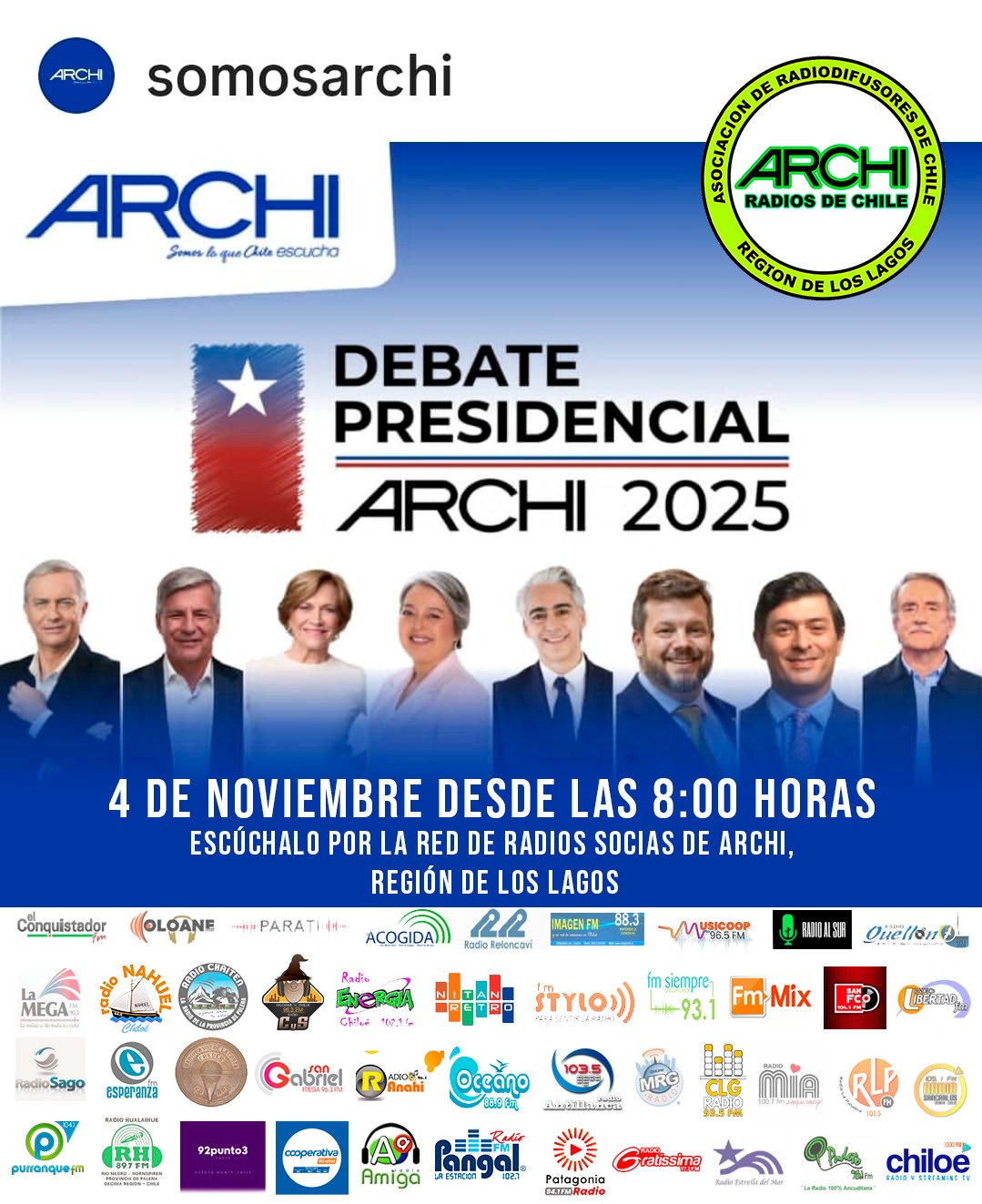 Más de 100 radios de la Región de Los Lagos transmitirán el Debate Presidencial ARCHI - 2025 1 WhatsApp Image 2025 11 03 at 16.22.28