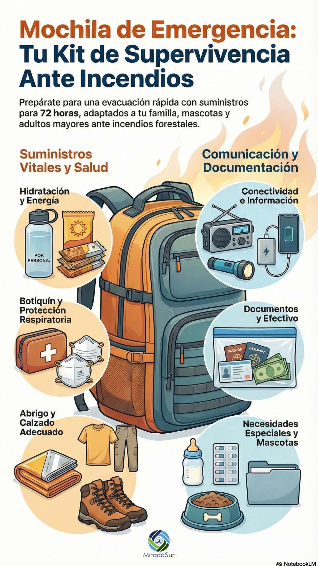 Lo que no puede faltar: los elementos clave de una mochila de emergencia ante incendios 1 infografias mochila