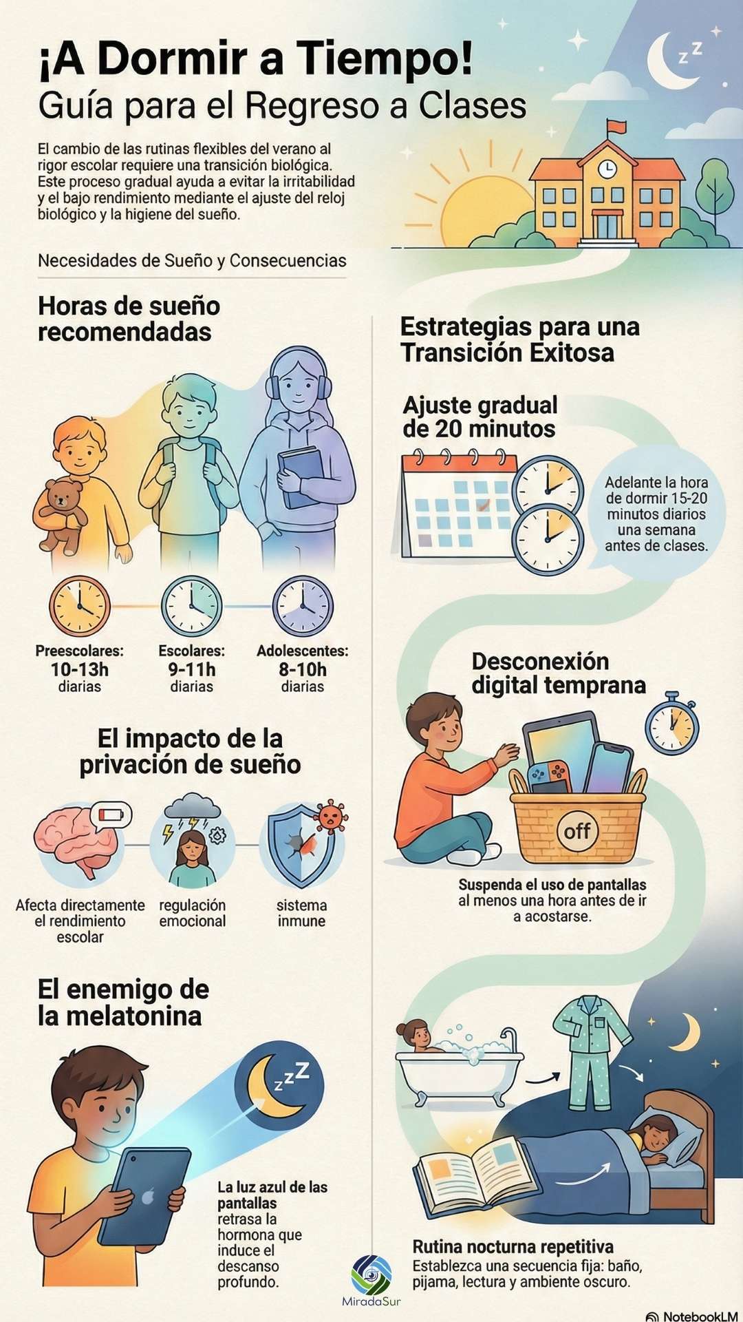 Adiós vacaciones: cómo ayudar a los niños a recuperar el hábito del sueño antes de volver a clases 1 infografias sueno ninos