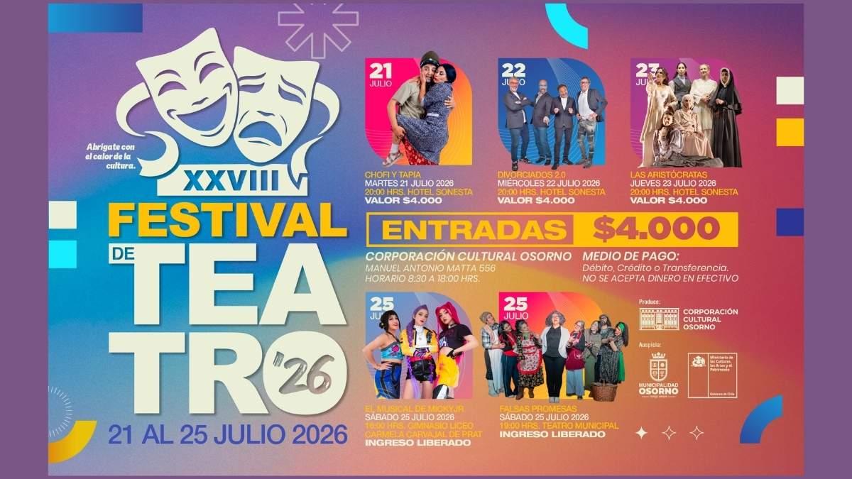 Festival de Teatro de Osorno 2026 confirma cinco montajes y entradas a $4.000 6 Festival de Teatro de Osorno 2026 confirma cinco montajes y entradas a 4.000
